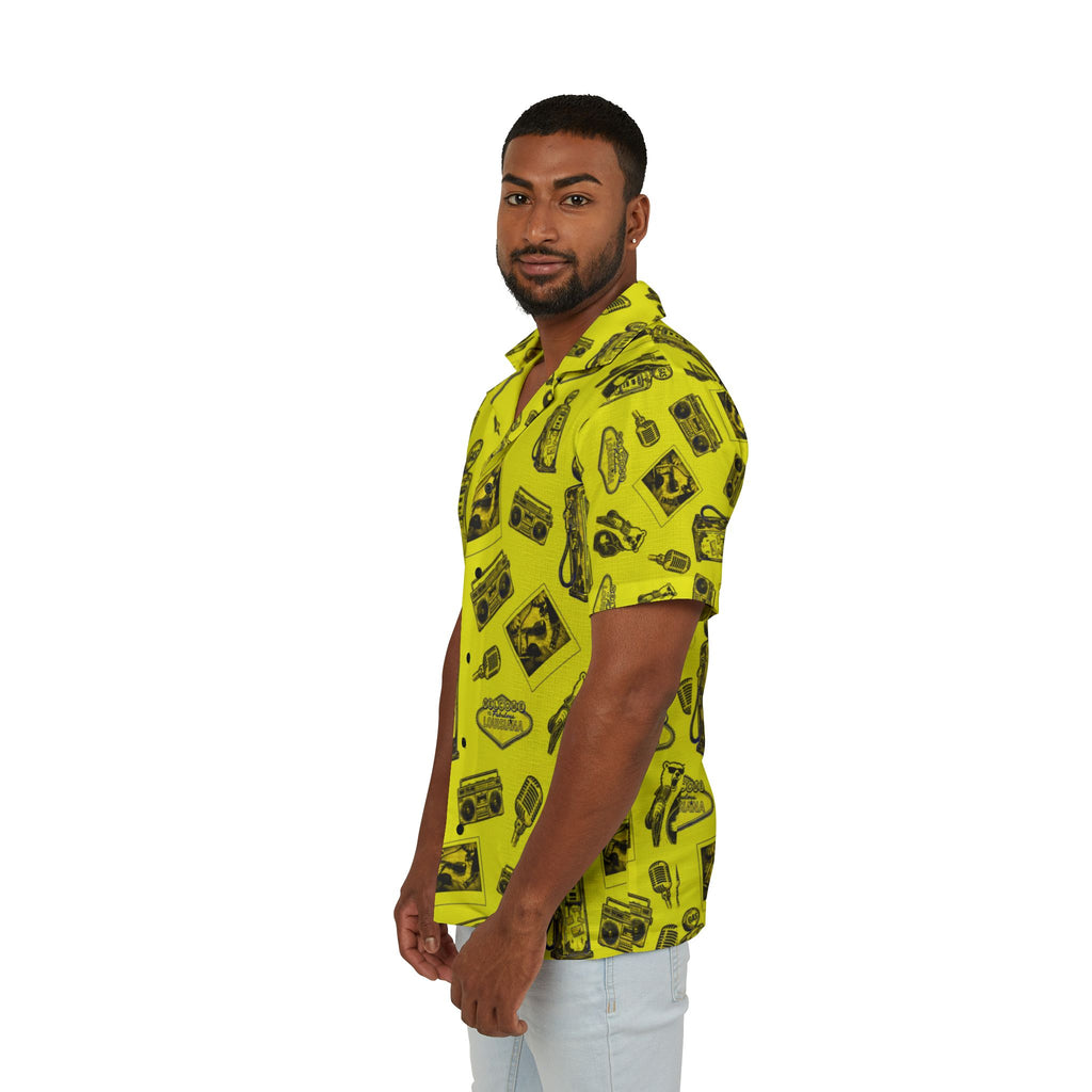 Vintage Bailey Hawaiian Shirt |Yellow & Black All-Over Print