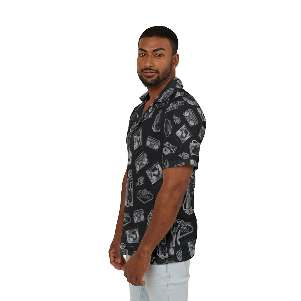 Vintage Bailey Hawaiian Shirt | Black & White All-Over Print