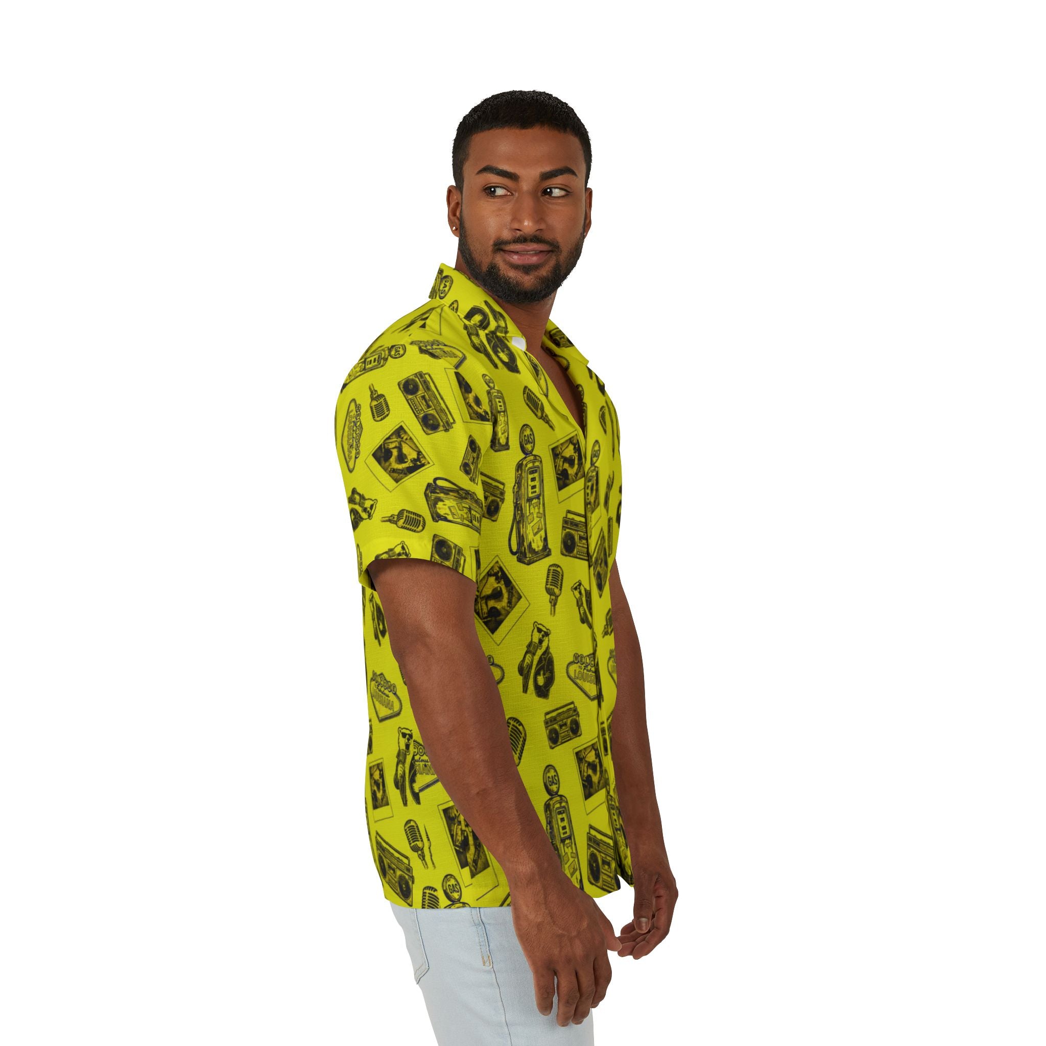 Vintage Bailey Hawaiian Shirt |Yellow & Black All-Over Print