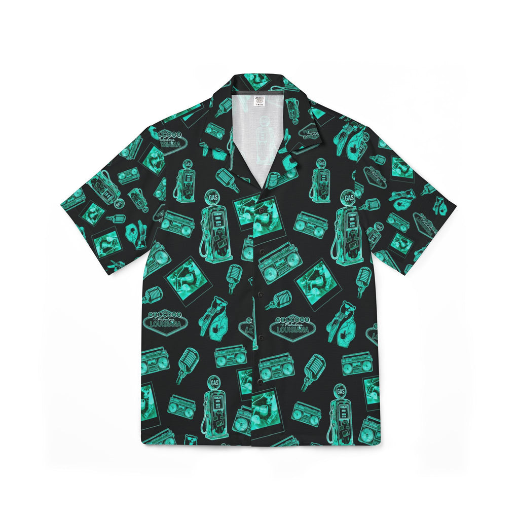 Vintage Bailey Hawaiian Shirt | Green & Black All-Over Print