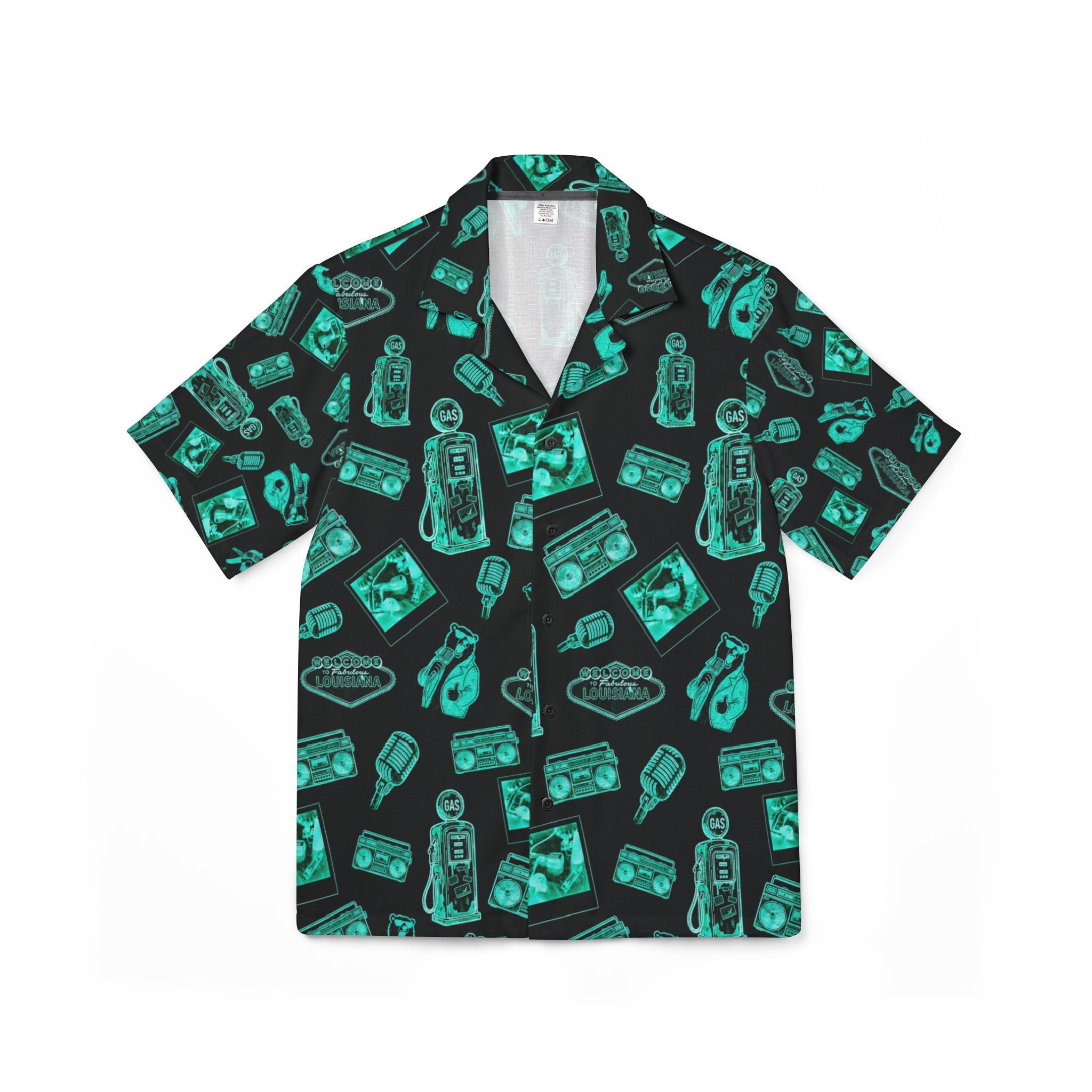 Vintage Bailey Hawaiian Shirt | Green & Black All-Over Print