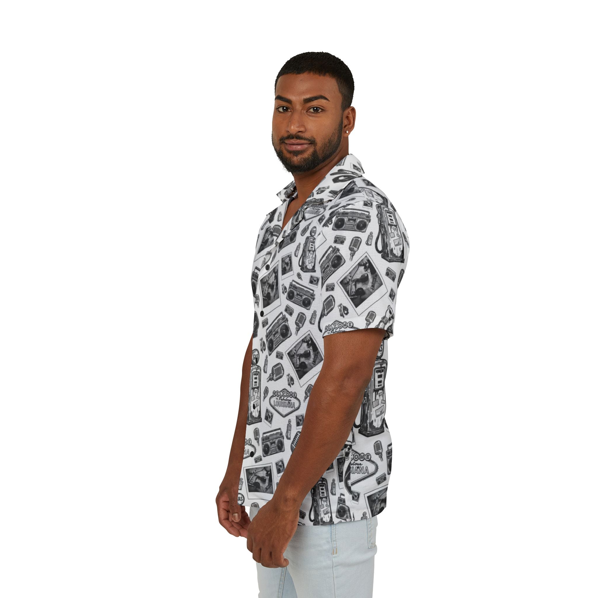 Vintage Bailey Hawaiian Shirt | Monochrome All-Over Print