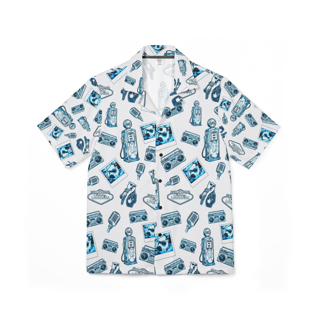 Vintage Bailey Hawaiian Shirt | Blue & White All-Over Print