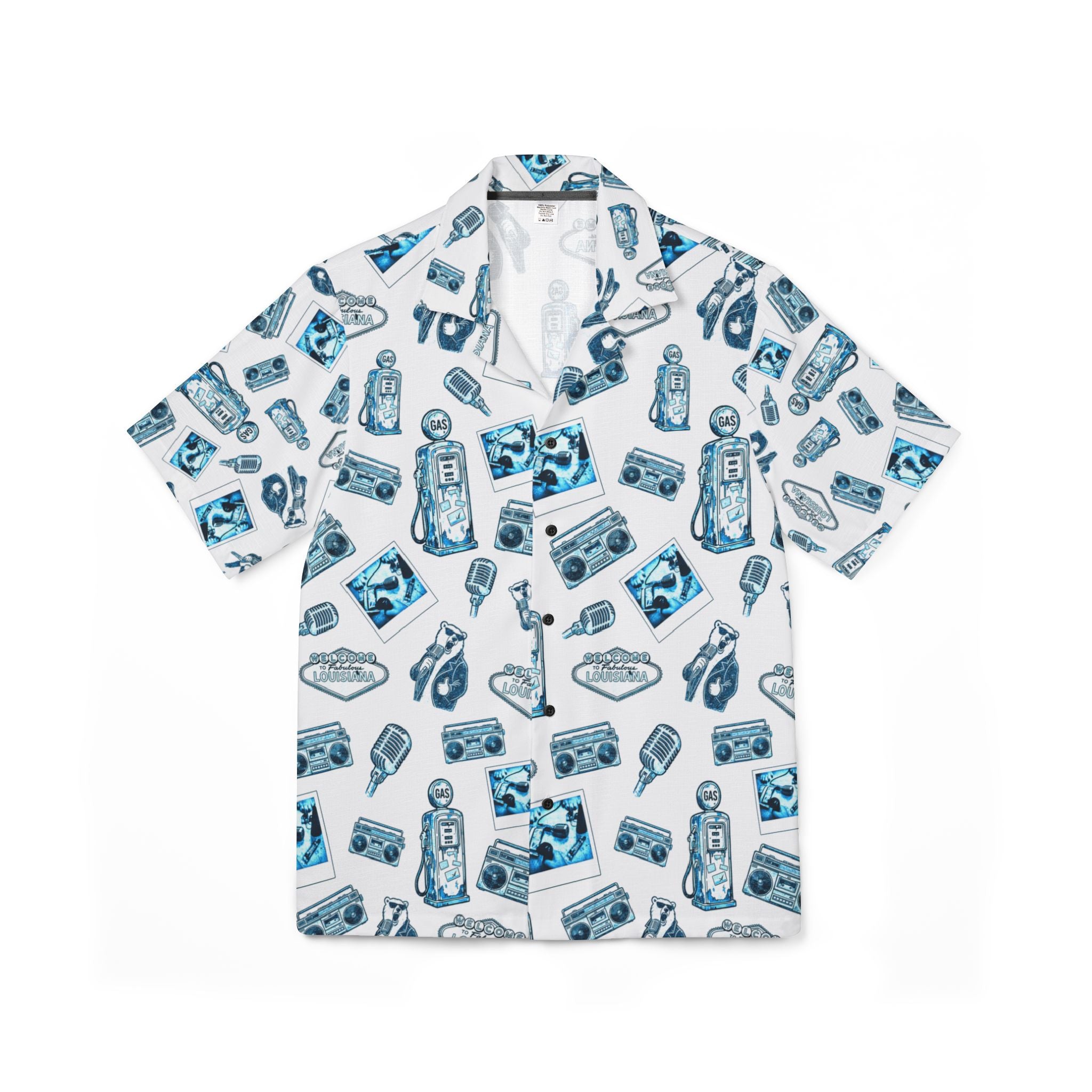 Vintage Bailey Hawaiian Shirt | Blue & White All-Over Print
