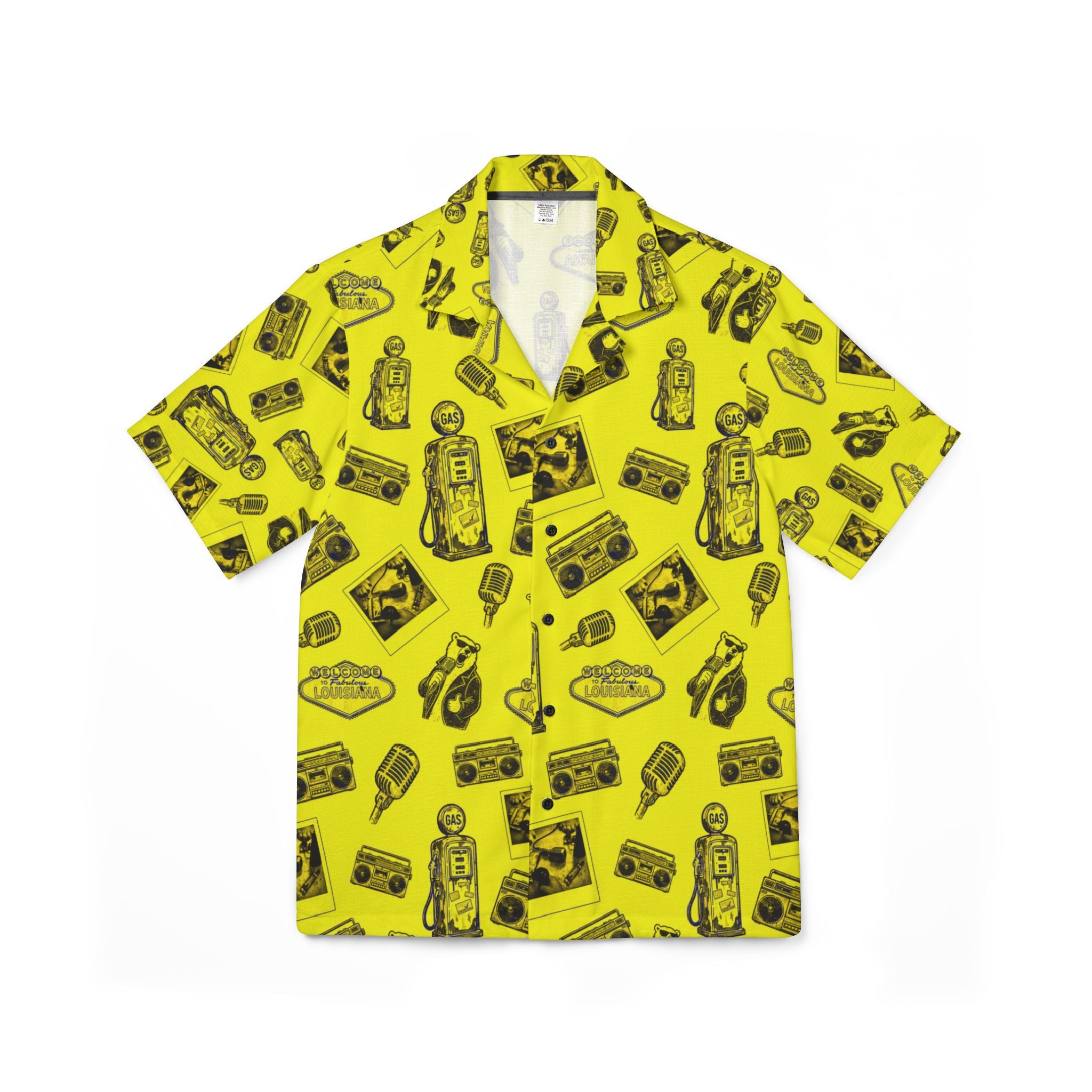 Vintage Bailey Hawaiian Shirt |Yellow & Black All-Over Print