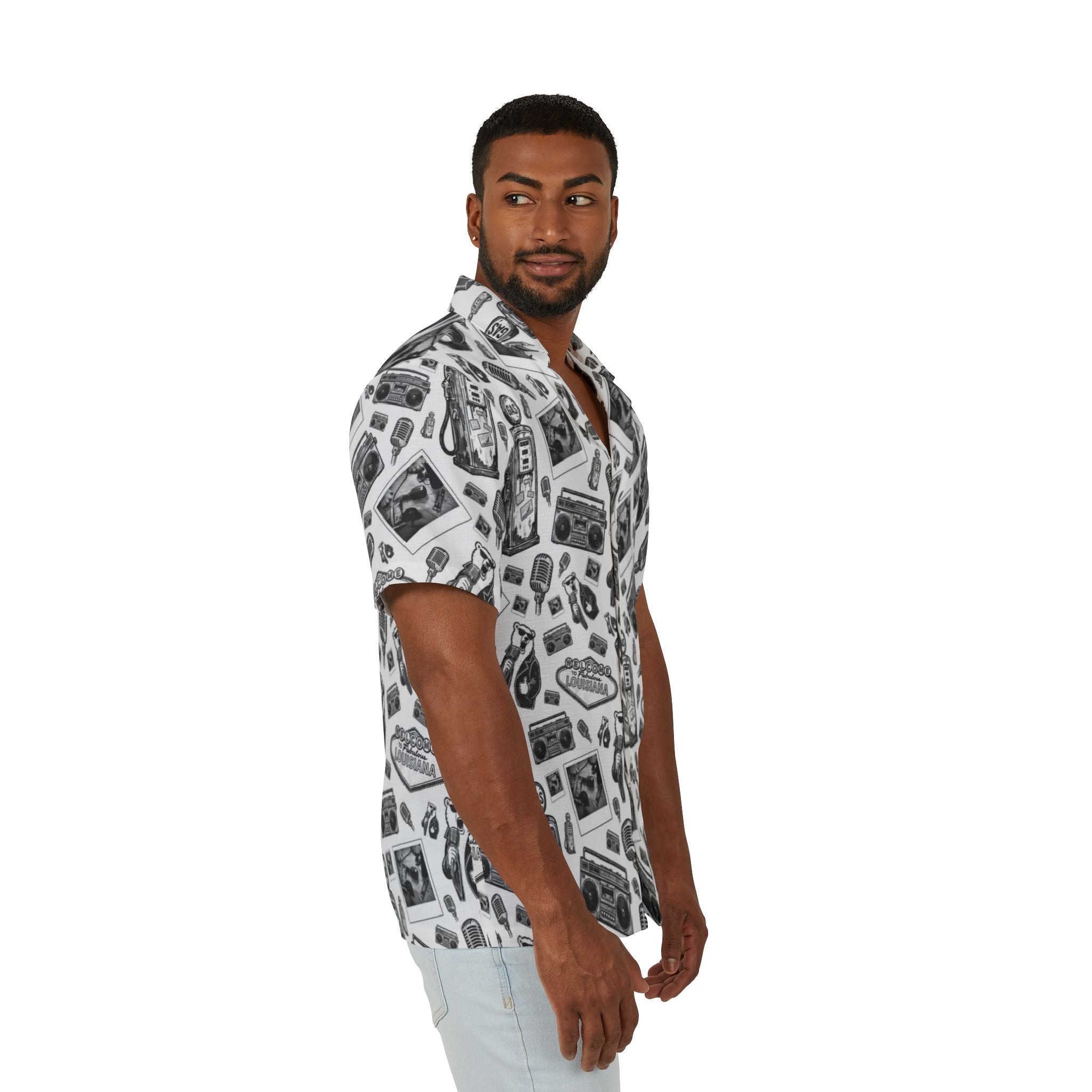 Vintage Bailey Hawaiian Shirt | Monochrome All-Over Print