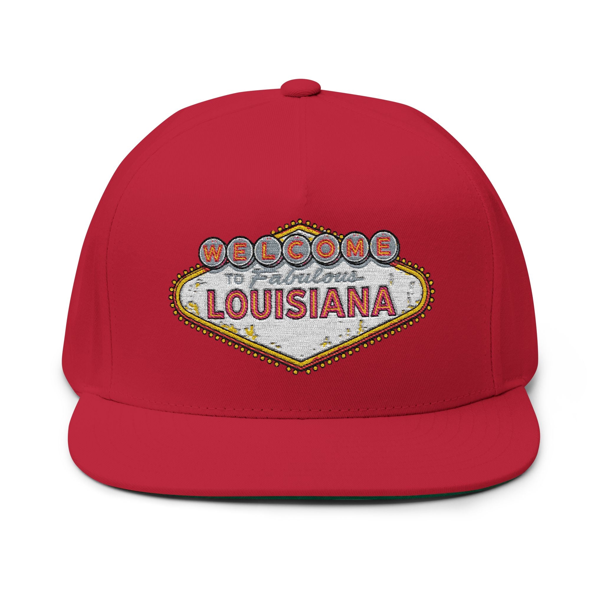 Fabulous Louisiana Flat Bill Cap | Embroidered Snapback Hat
