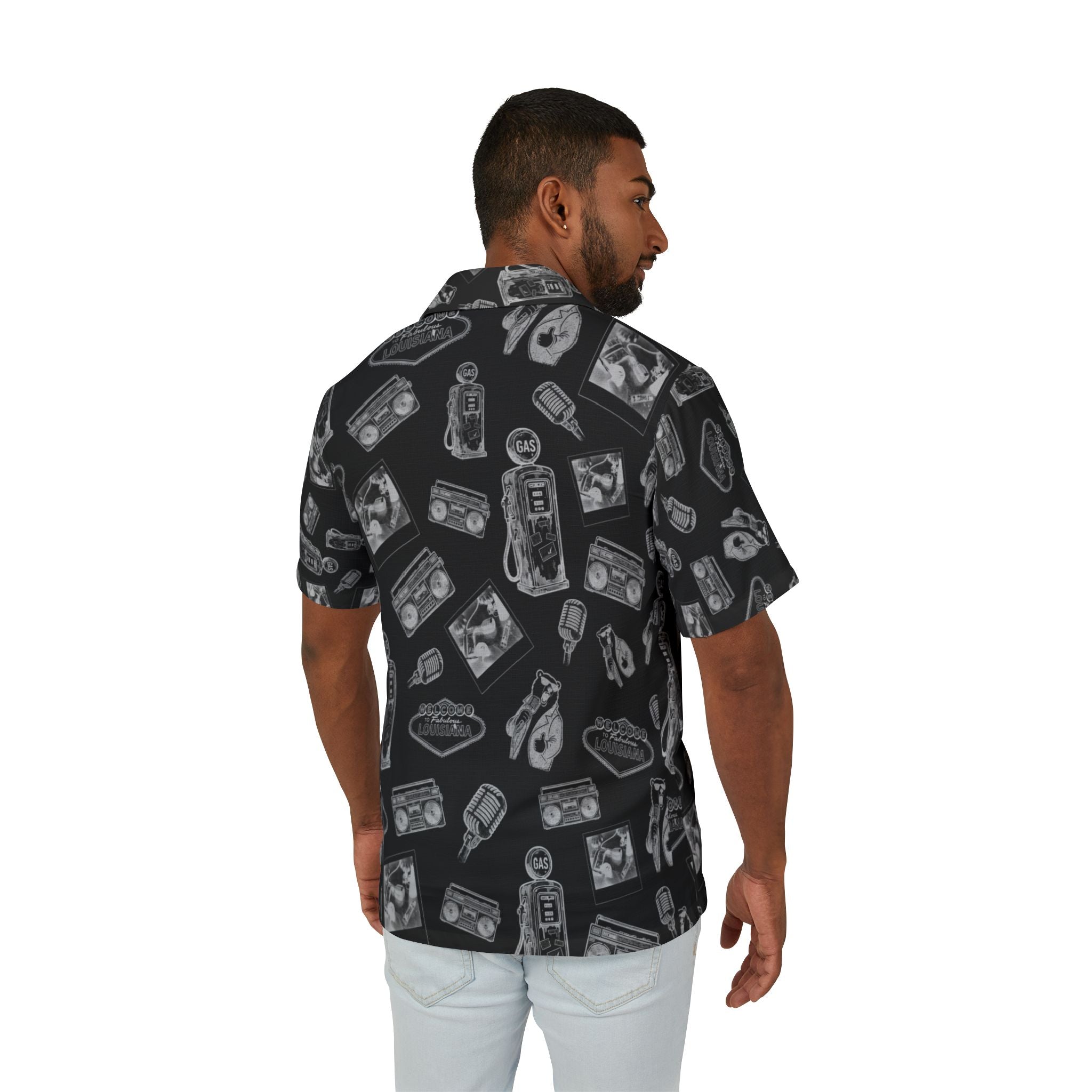Vintage Bailey Hawaiian Shirt | Black & White All-Over Print
