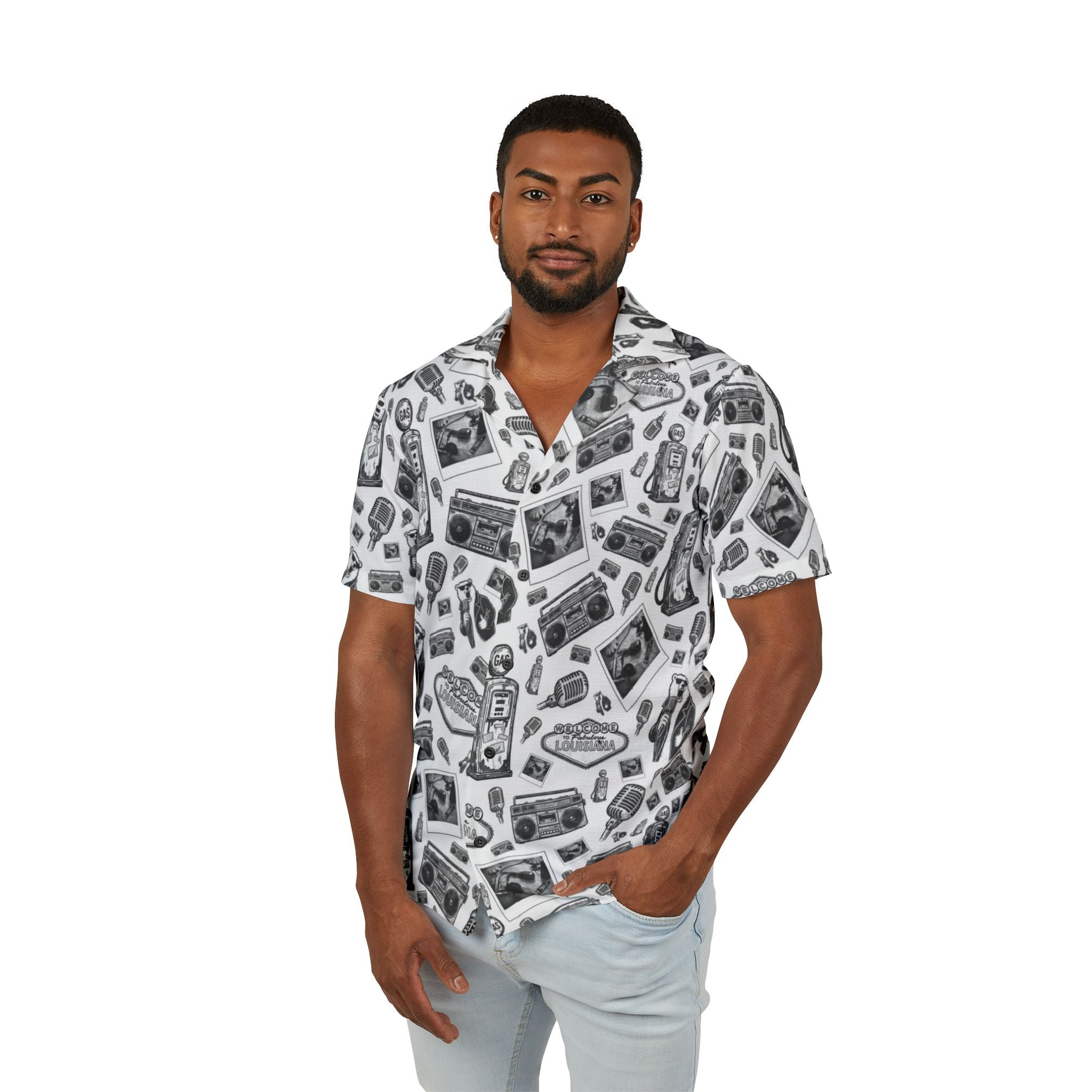 Vintage Bailey Hawaiian Shirt | Monochrome All-Over Print