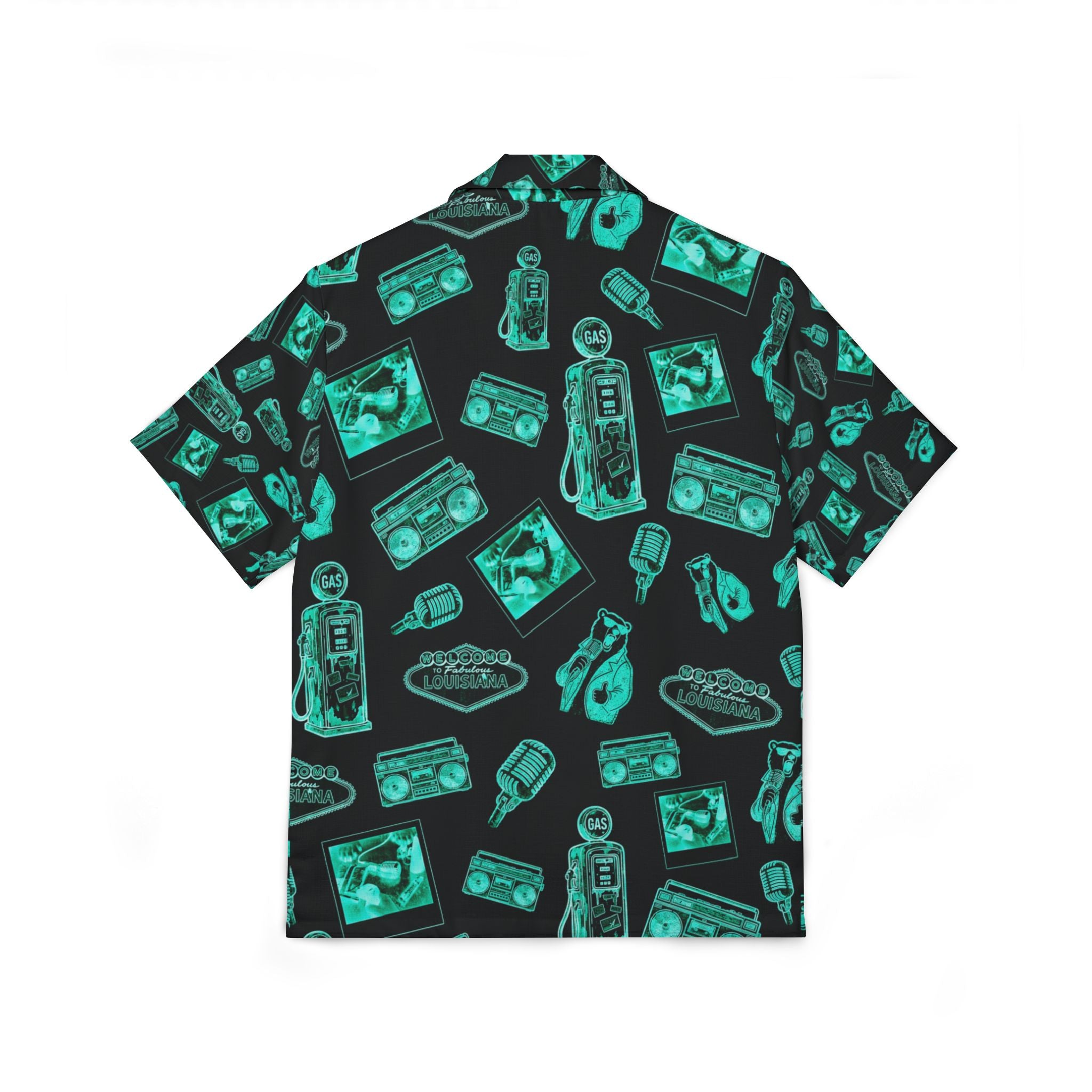 Vintage Bailey Hawaiian Shirt | Green & Black All-Over Print