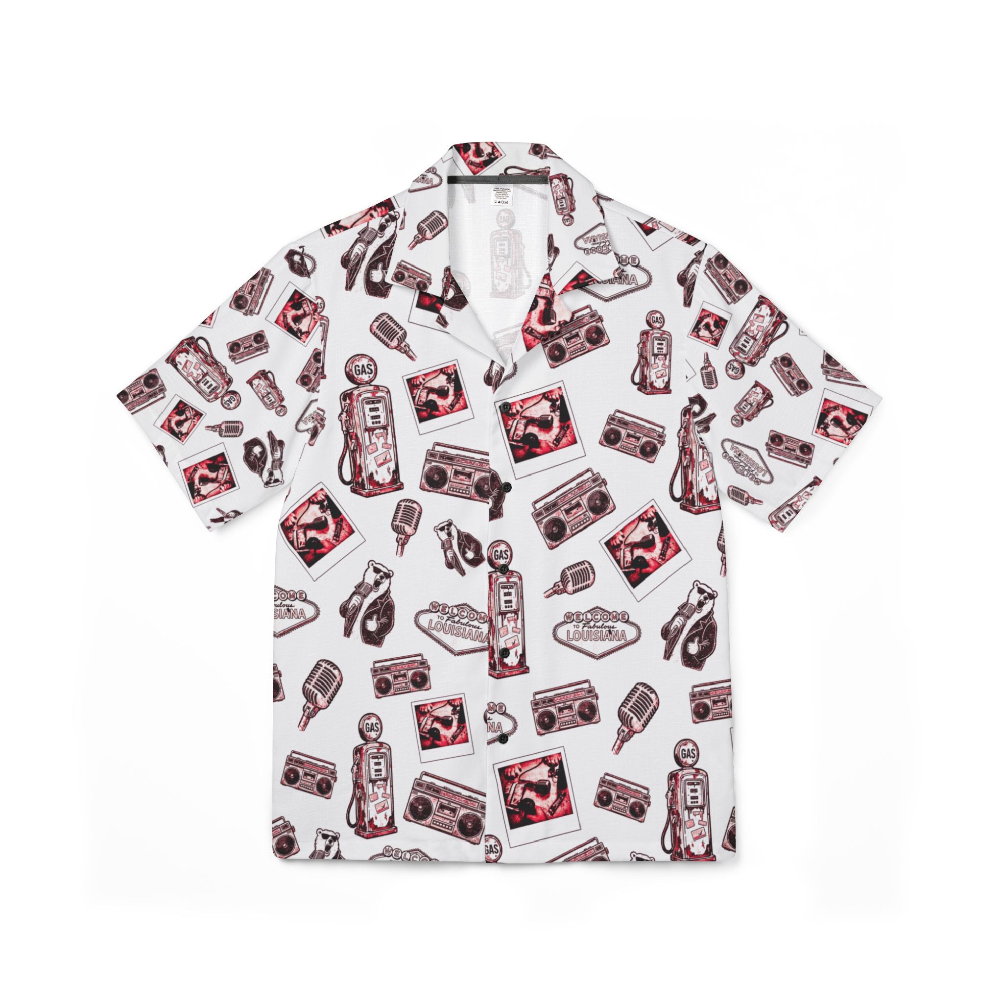 Vintage Bailey Hawaiian Shirt | red & White All-Over Print