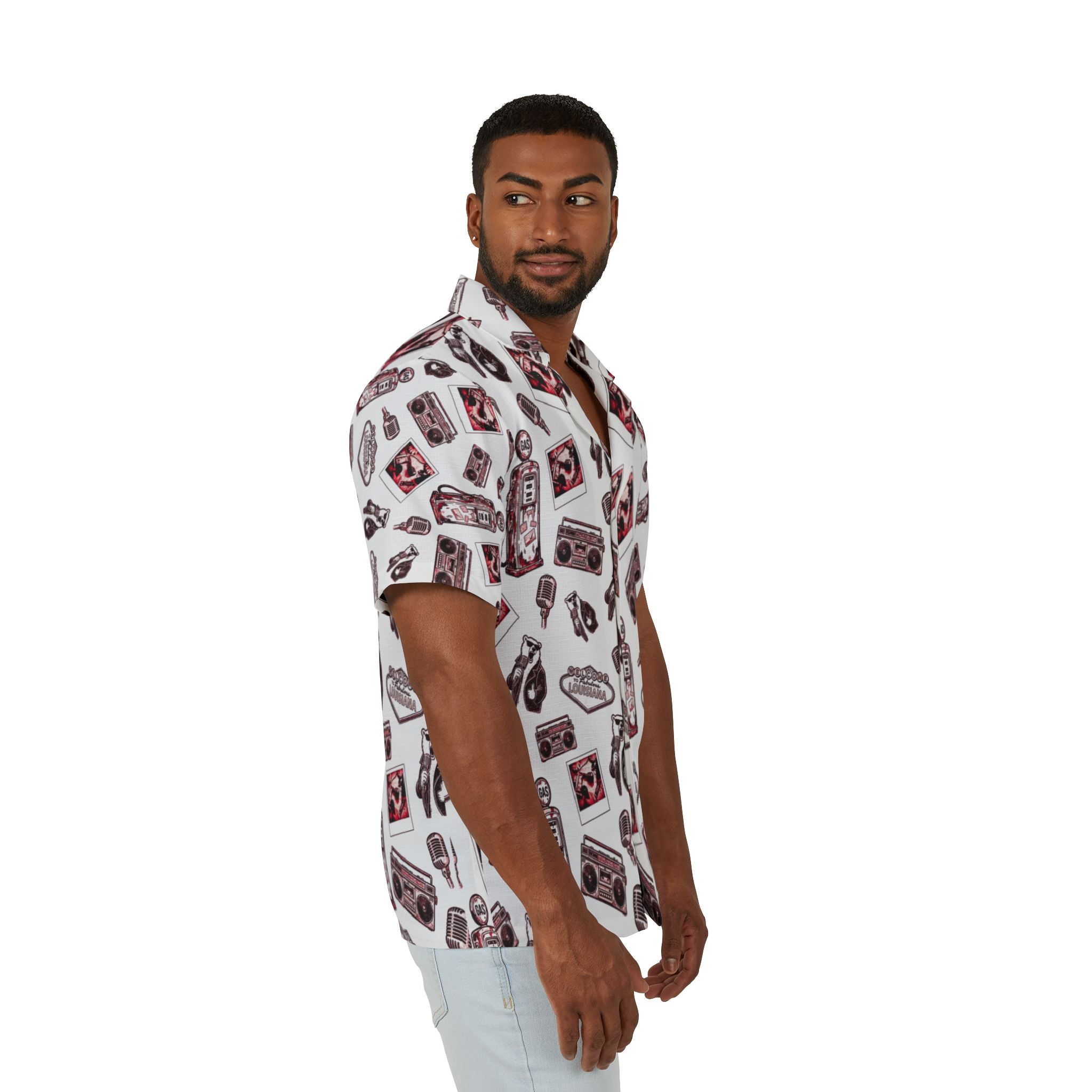 Vintage Bailey Hawaiian Shirt | red & White All-Over Print