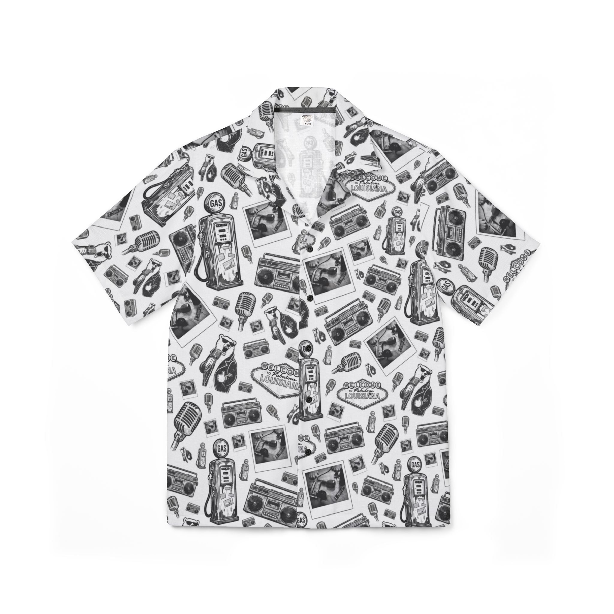 Vintage Bailey Hawaiian Shirt | Monochrome All-Over Print