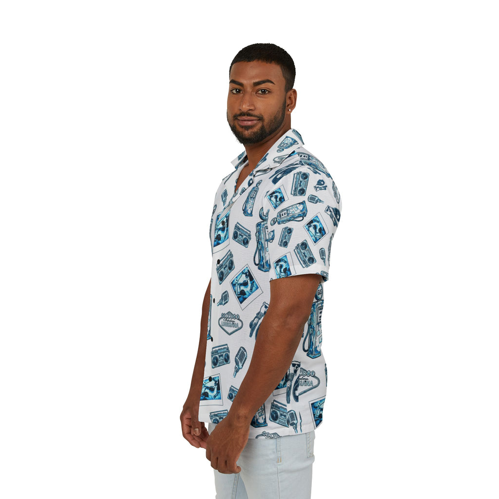 Vintage Bailey Hawaiian Shirt | Blue & White All-Over Print