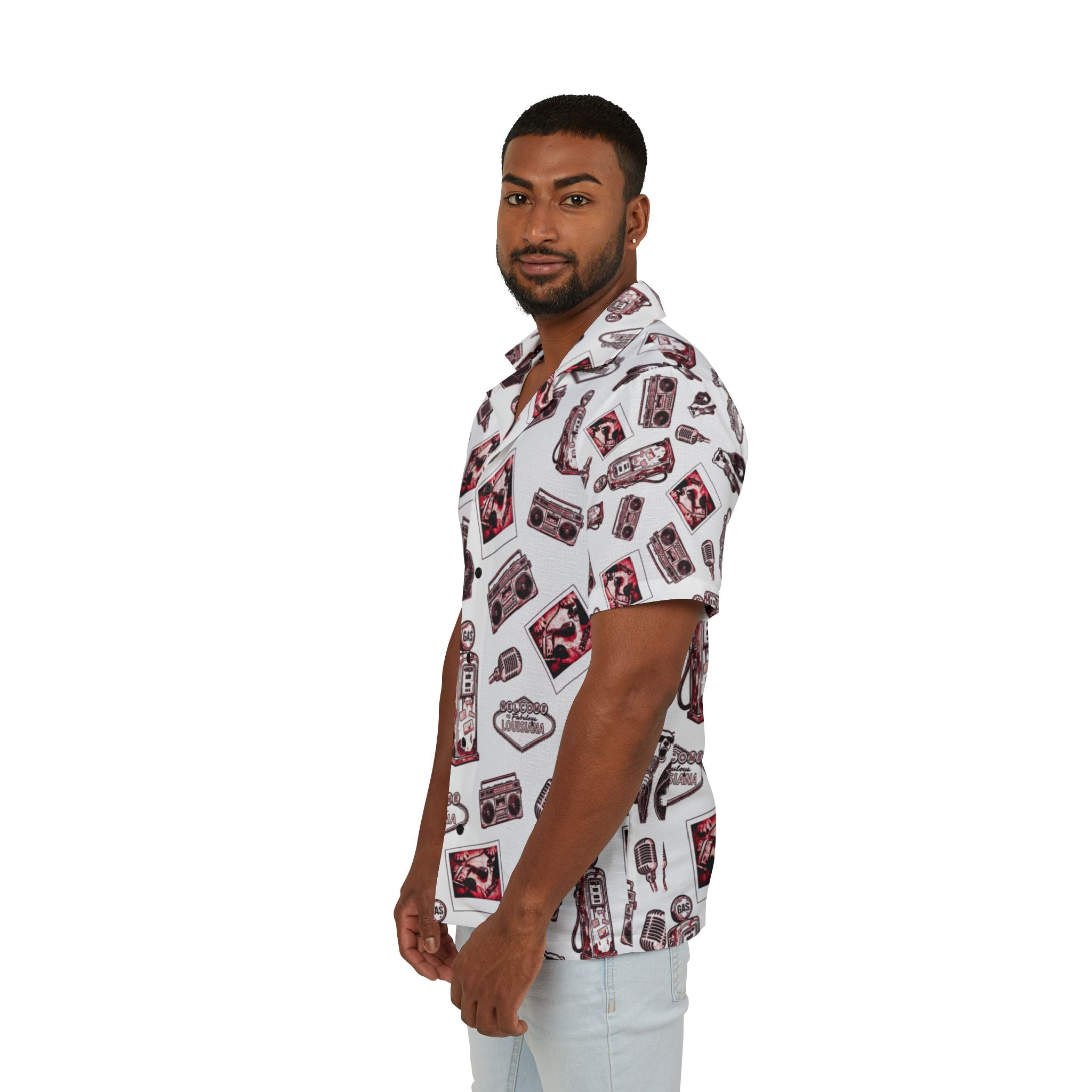 Vintage Bailey Hawaiian Shirt | red & White All-Over Print