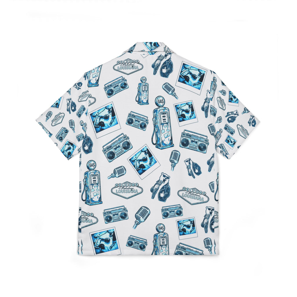 Vintage Bailey Hawaiian Shirt | Blue & White All-Over Print