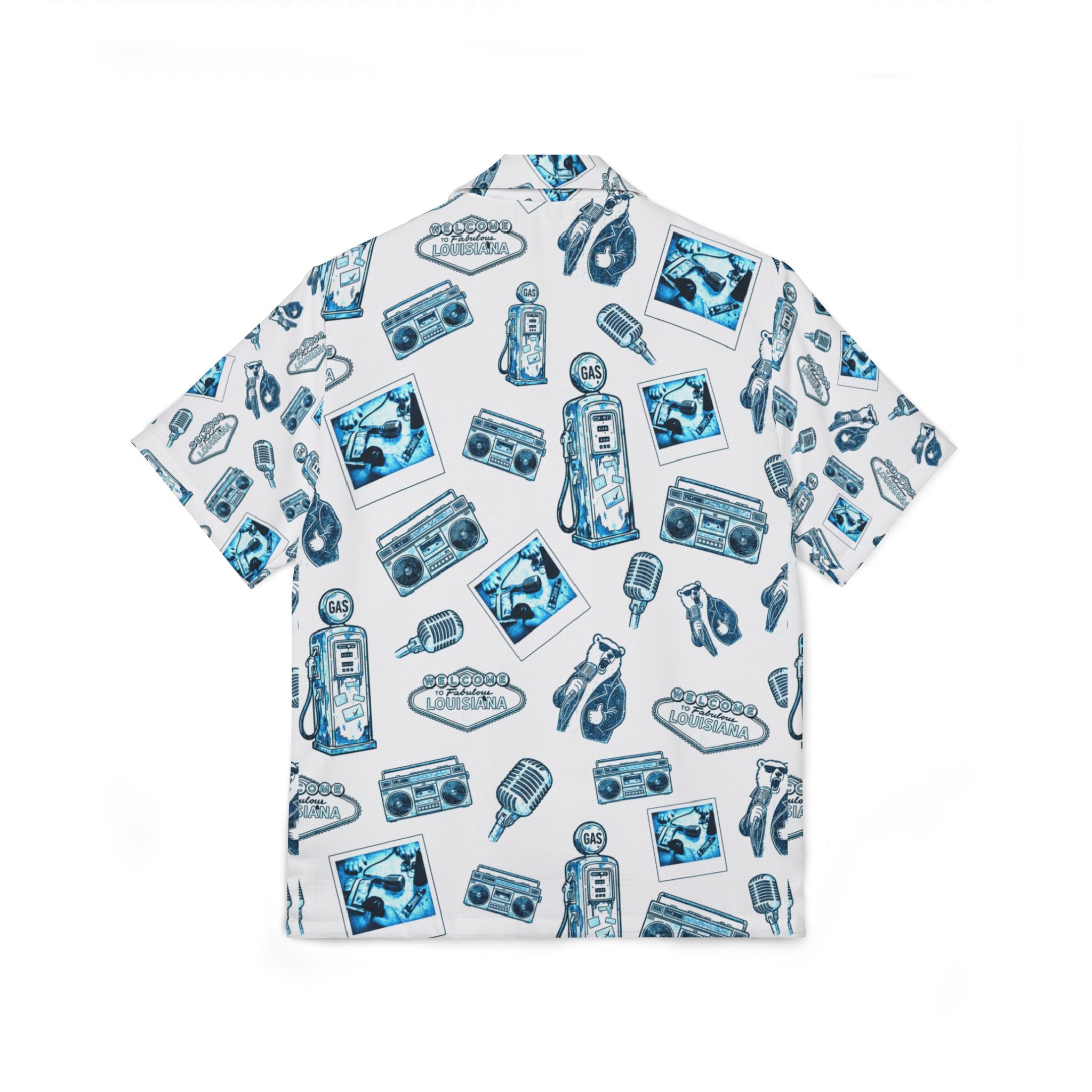 Vintage Bailey Hawaiian Shirt | Blue & White All-Over Print