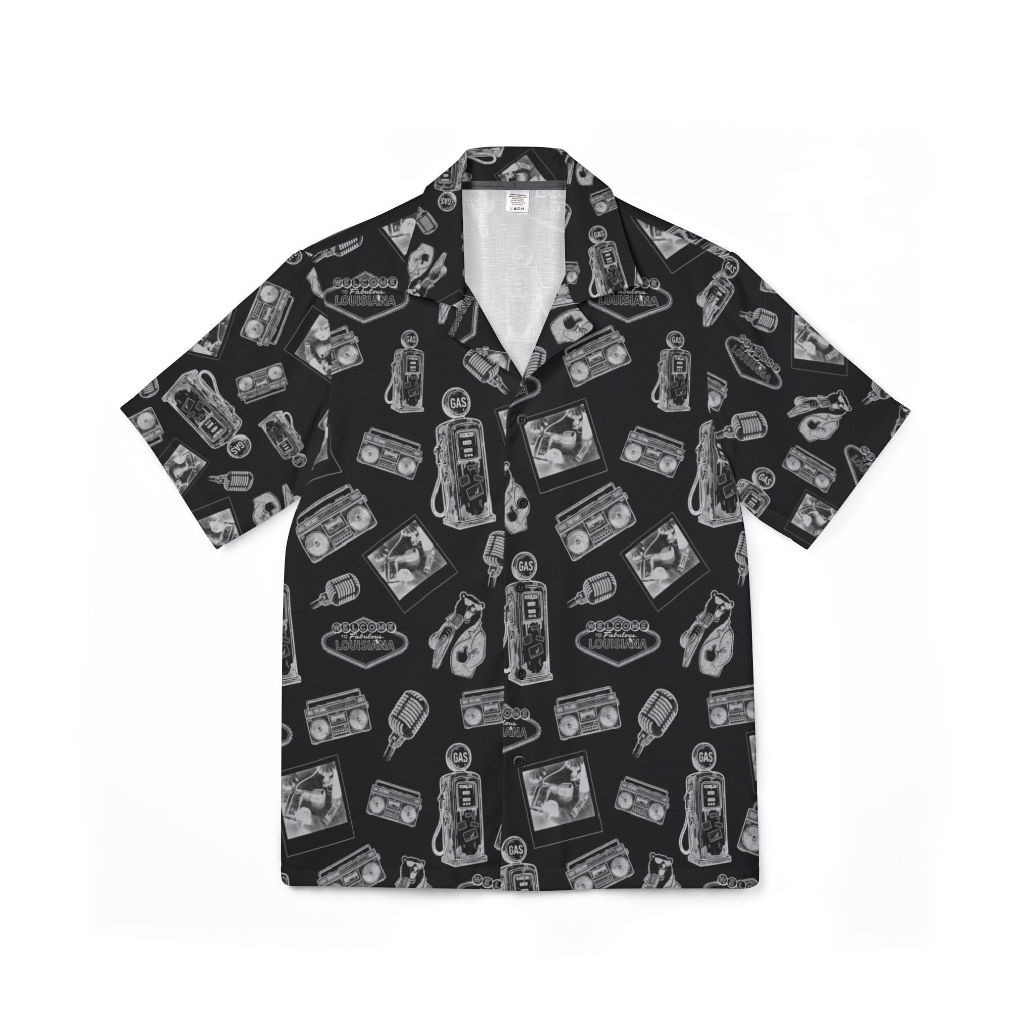 Vintage Bailey Hawaiian Shirt | Black & White All-Over Print