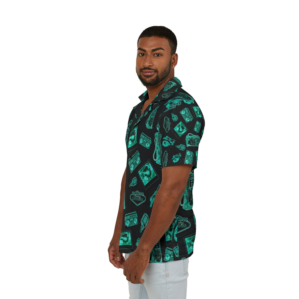 Vintage Bailey Hawaiian Shirt | Green & Black All-Over Print