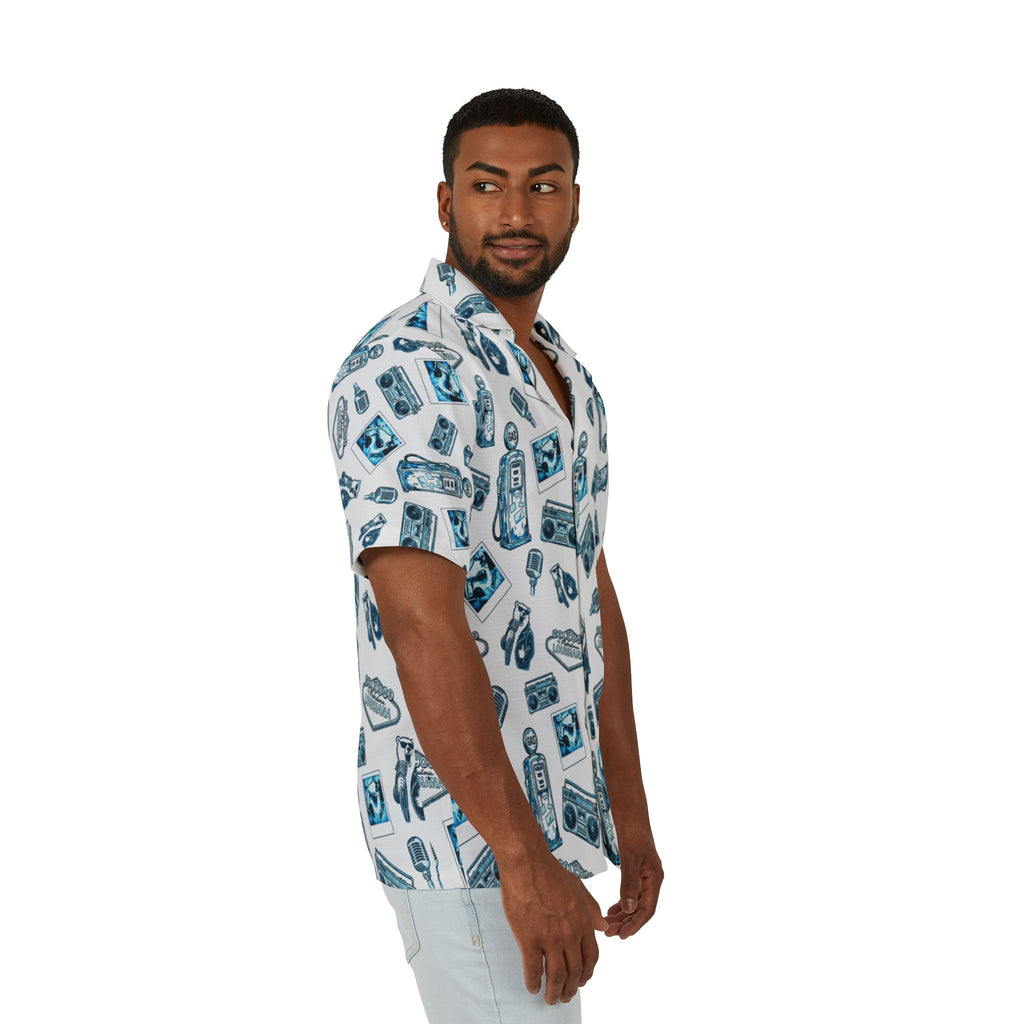 Vintage Bailey Hawaiian Shirt | Blue & White All-Over Print
