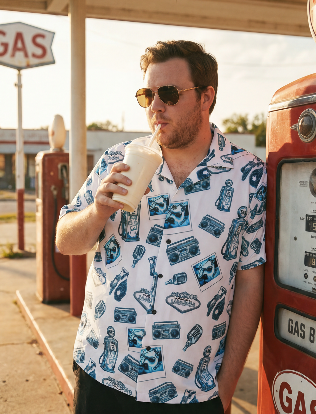 Vintage Bailey Hawaiian Shirt | Blue & White All-Over Print