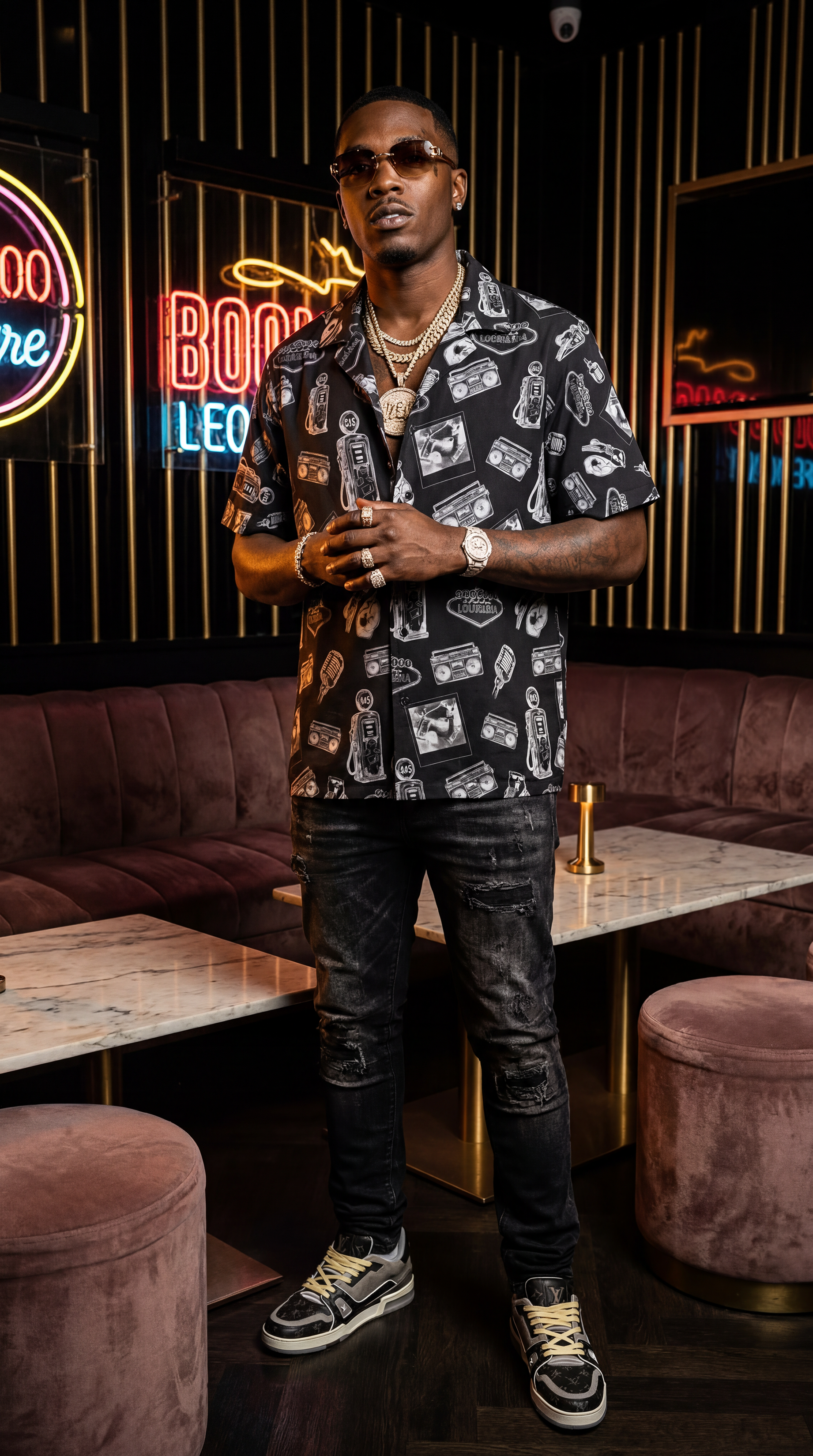 Vintage Bailey Hawaiian Shirt | Black & White All-Over Print