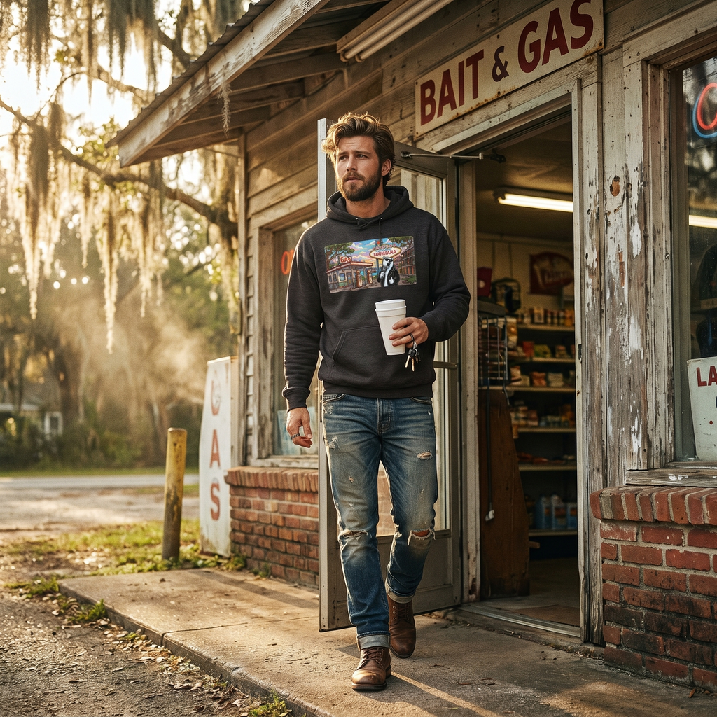 Premium Heavyweight Hooded Louisiana Bear Sweatshirt