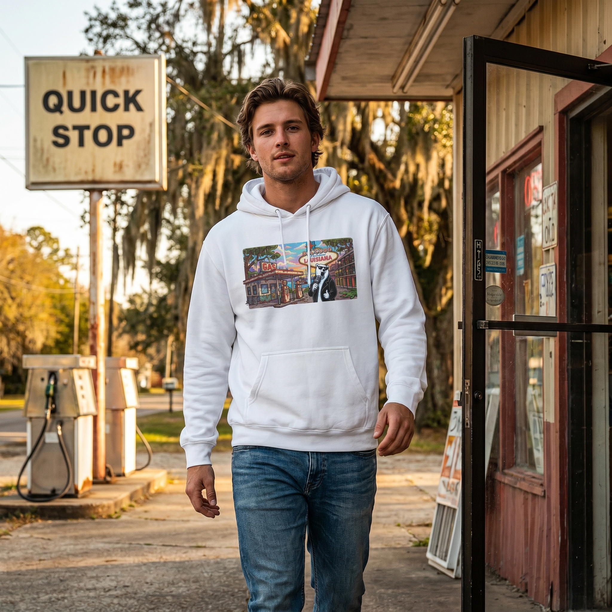 Premium Heavyweight Hooded Louisiana Bear Sweatshirt
