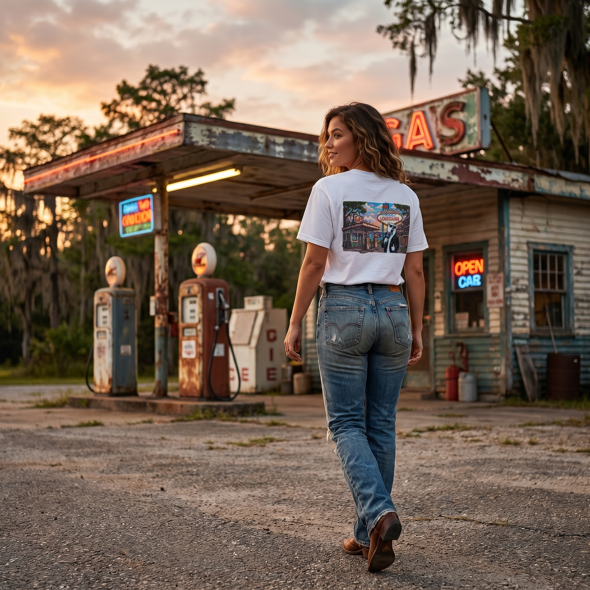 Louisiana Retro Vegas Style Badge T-Shirt | State Vintage Emblem