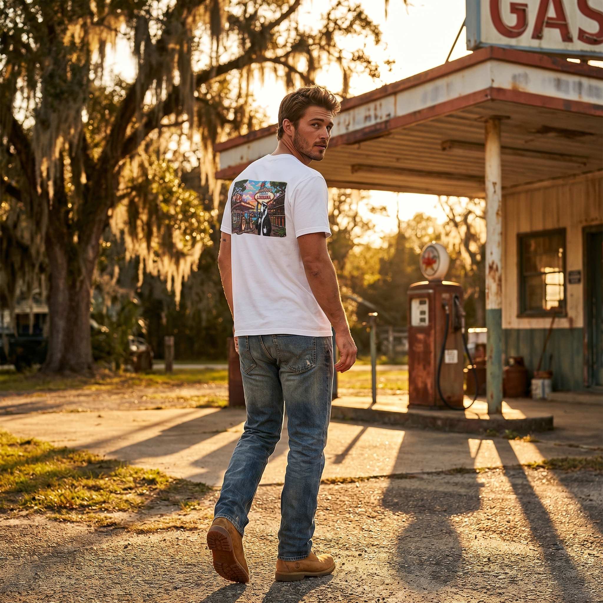 Louisiana Retro Vegas Style Badge T-Shirt | State Vintage Emblem